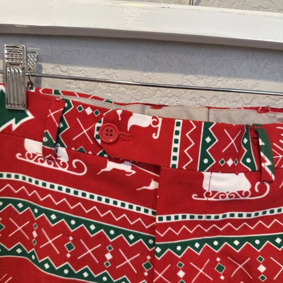 OppoSuits Mens Dress Pants 32 Red Nordic Noel Fair Isle Slim Christmas Santa - Picture 6 of 12